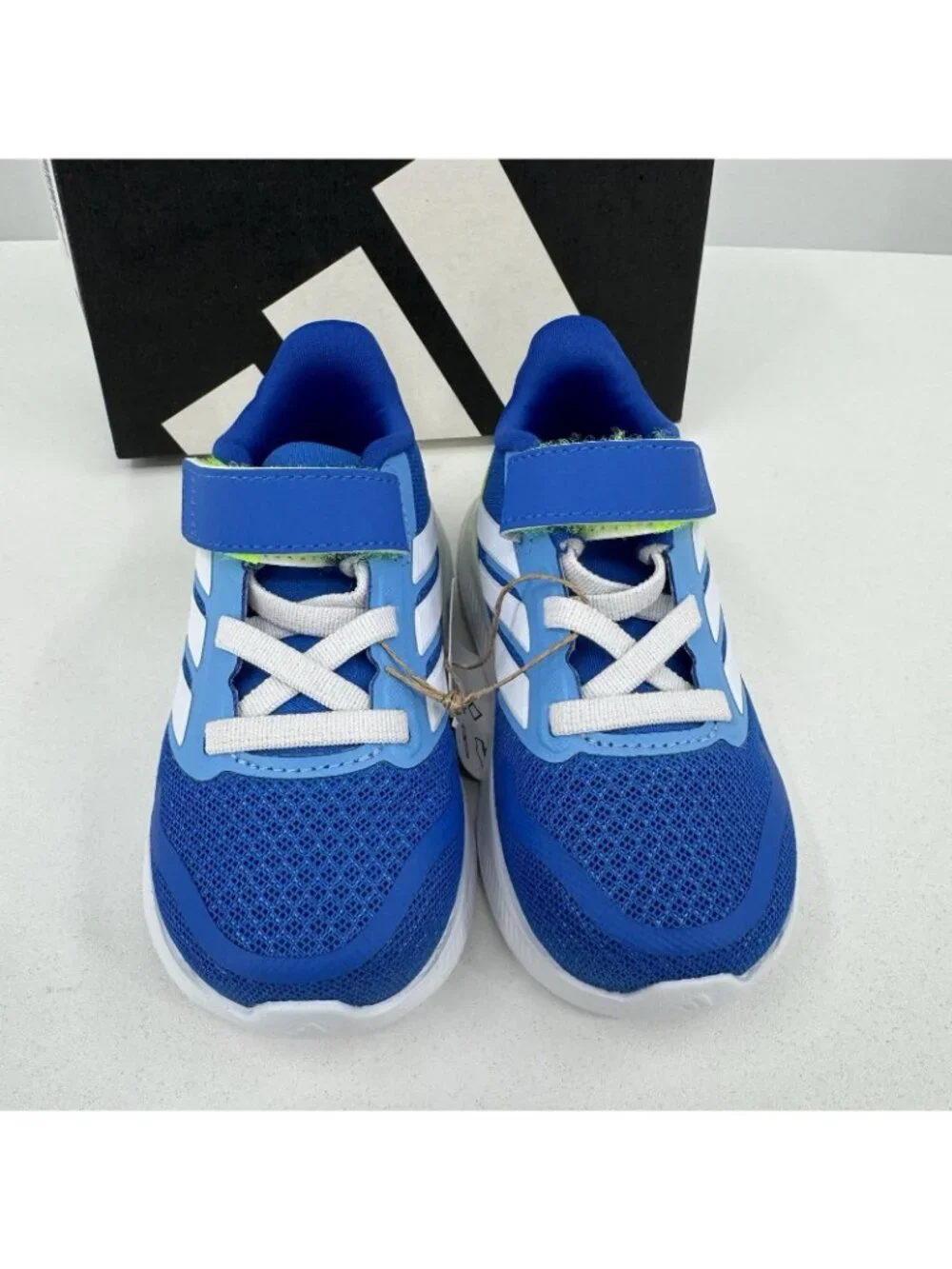 Adidas Infant Boys Run Falcon 5 EL Running Shoes size 6K Hook & Loop Blue JQ5667